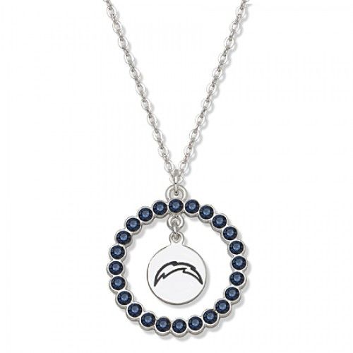 Nfl San Diego Chargers Necklace W/ Blue Crystal Wreath