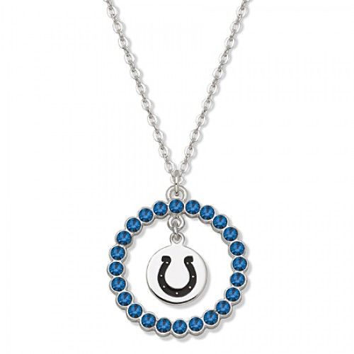 Nfl Indianapolis Colts Necklace W/ Blue Crystal Wreath