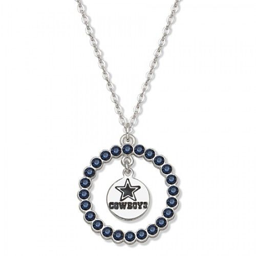 Nfl Dallas Cowboys Necklace W/ Blue Crystal Wreath