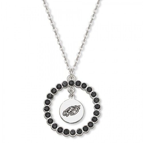 Nfl Philadelphia Eagles Necklace - Black Crystal Wreath