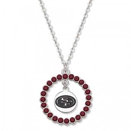 Nfl San Francisco 49ers Necklace W/ Red Crystal Wreath