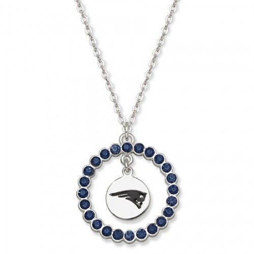 Nfl New England Patriots Necklace - Blue Crystal Wreath