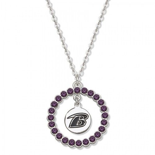 Nfl Baltimore Ravens Necklace W/ Purple Crystal Wreath