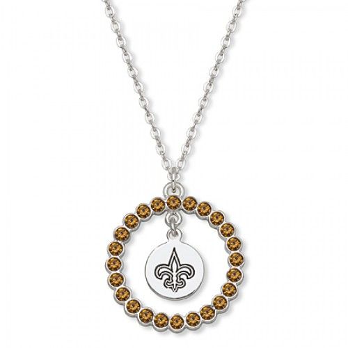 Nfl New Orleans Saints Necklace - Orange Crystal Wreath