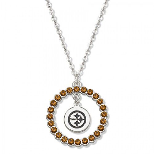 Nfl Pittsburgh Steelers Necklace Orange Crystal Wreath
