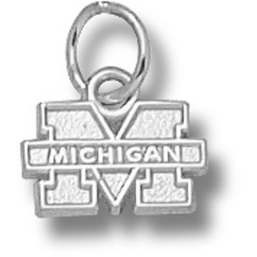 Sterling Silver University of Michigan ""M"" ""Michigan"" Wolverines Pendant