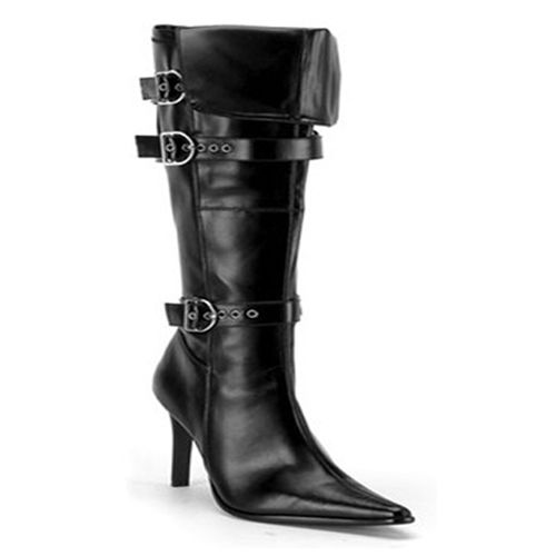 PartyLand Pleaser Sexy 4"" Black Knee High Heel Pirate Cuffed Boots, size 10