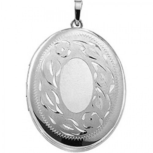 New 14k White Gold Oval Shaped Locket - 26mm
