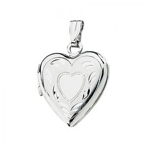 New 14k White Gold Heart Shaped Locket - 17mm