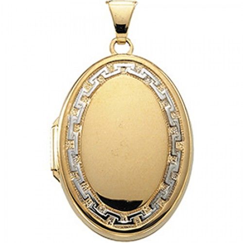 New 14k Two Tone Oval Shaped Locket - 25mm