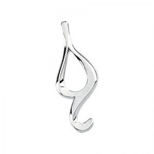 Curved 14k White Gold Freeform Pendant - 2.8g
