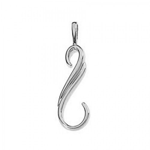 14k White Gold Curved Freeform Pendant