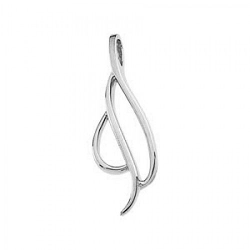 Curved 14k White Gold Freeform Pendant - 2.8 Grams