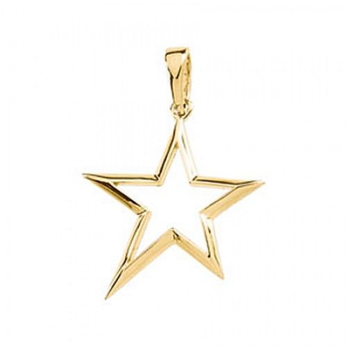 Womans 14k Yellow Gold Celestial Star Pendant 1.9 Grams