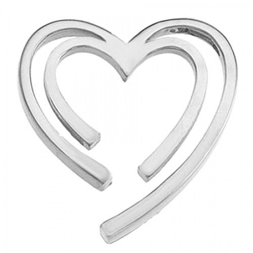 Alluring 14k White Gold Heart Pendant 20mm - Ladies