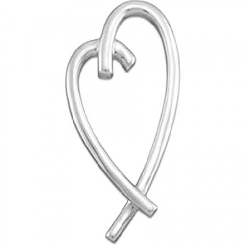 Glamorous 14k White Gold Heart Pendant 15mm - Ladies