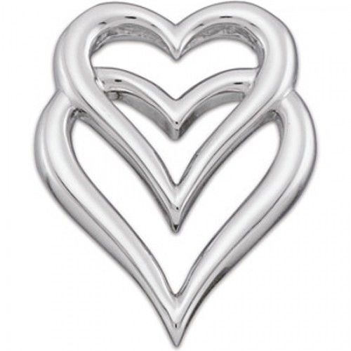 Flattering 14k White Gold Heart Pendant 20mm - Ladies