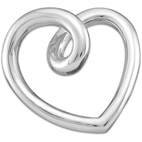 Superb 14k White Gold Heart Pendant 15mm - Ladies New