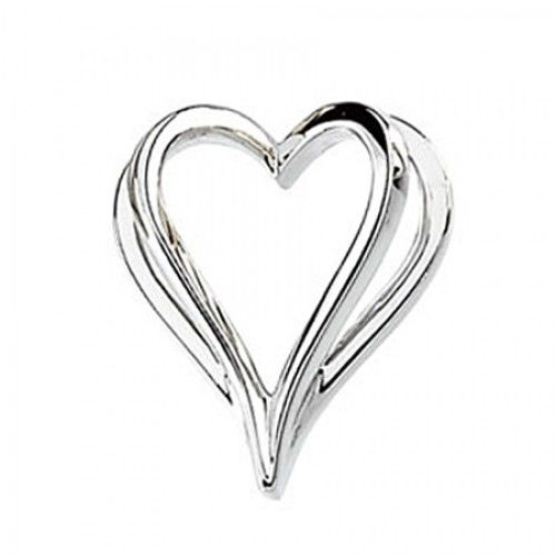 Attractive 14k White Gold Heart Pendant 15mm - Ladies