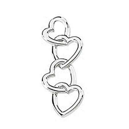 Cute 14k White Gold Heart Pendant 20mm - Ladies New