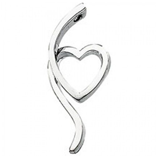 Elegant 14k White Gold Heart Pendant 20mm - Ladies