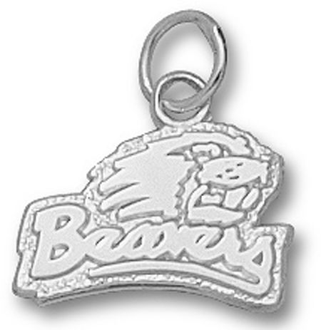 Oregon State ""Beavers"" Head Pendant - Sterling Silver