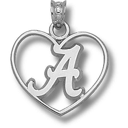 Alabama Script ""a"" Heart Pendant - Sterling Silver