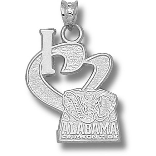 I Heart Alabama Pendant - Elephant Logo Sterling Silver