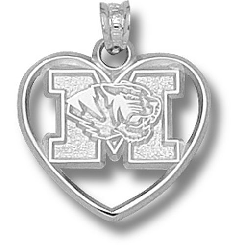 Missouri Tigers - New ""M"" Tiger Head Heart Pendant
