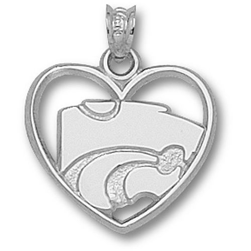 Kansas State Wildcats Powercat Logo Heart Pendant