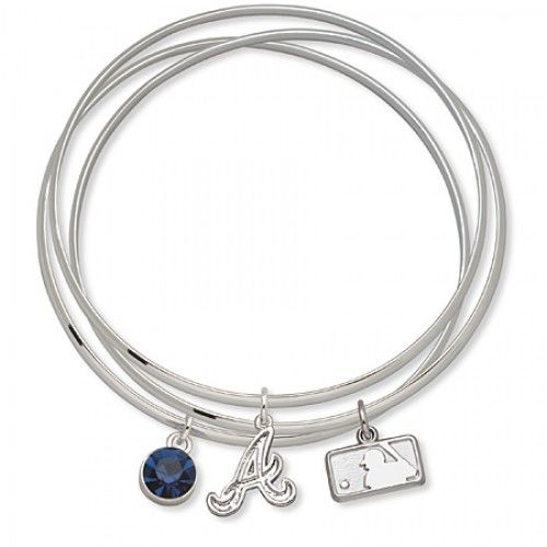Atlanta Braves Bangle Bracelet Set W/ Blue Crystal