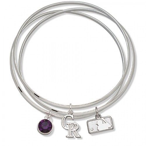 Colorado Rockies Bangle Bracelet Set W/ Purple Crystal