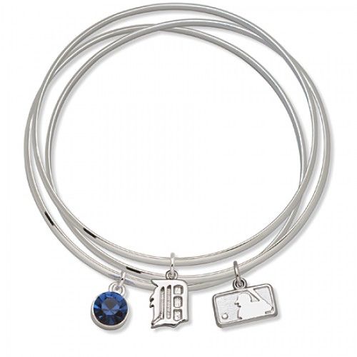 Detroit Tigers Bangle Bracelet Set W/ Blue Crystal