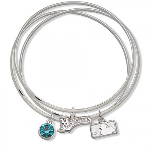 Florida Marlins Bangle Bracelet Set Green Blue Crystal