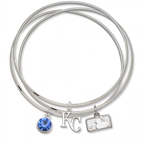 Kansas City Royals Bangle Bracelet Set W/ Blue Crystal