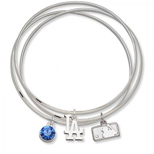 Los Angeles Dodgers Bangle Bracelet Set W/ Blue Crystal