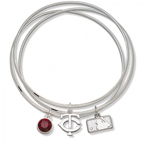 Minnesota Twins Bangle Bracelet Set W/ Red Crystal