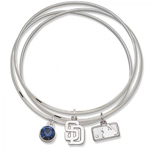 San Diego Padres Bangle Bracelet Set W/ Blue Crystal