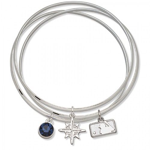 Seattle Mariners Bangle Bracelet Set W/ Blue Crystal