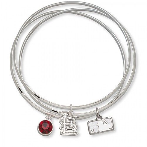 St. Louis Cardinals Bangle Bracelet Set W/ Red Crystal
