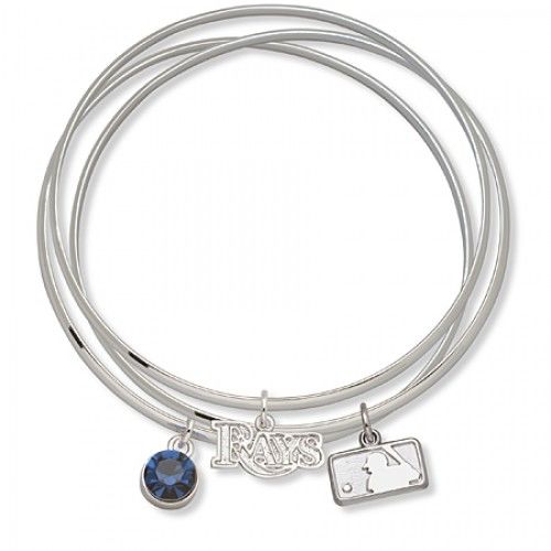 Tampa Bay Rays Bangle Bracelet Set W/ Blue Crystal