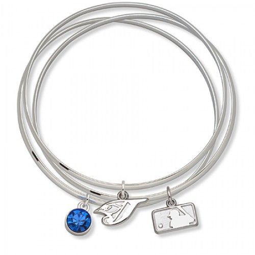 Toronto Blue Jays Bangle Bracelet Set W/ Blue Crystal