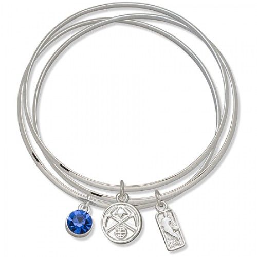Denver Nuggets Bangle Bracelet Set W/ Blue Crystal