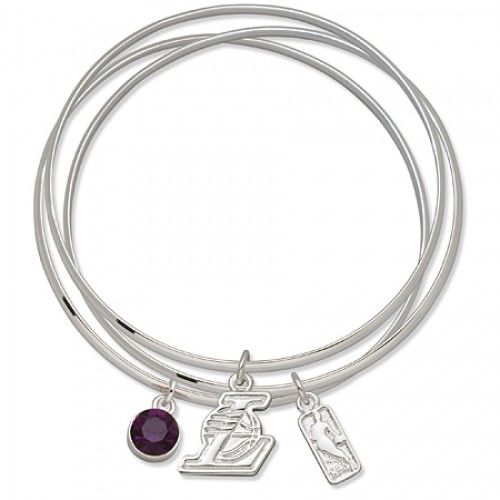 Los Angeles Lakers Bangle Bracelet Set - Purple Crystal