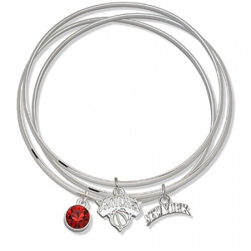 New York Knicks Bangle Bracelet Set W/ Red Crystal