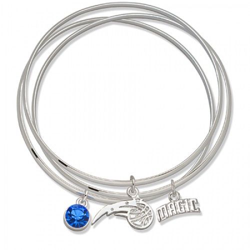 Orlando Magic Bangle Bracelet Set W/ Blue Crystal