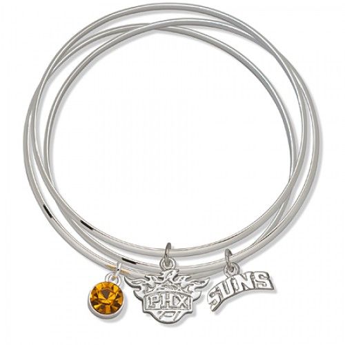 Phoenix Suns Bangle Bracelet Set W/ Yellow Crystal