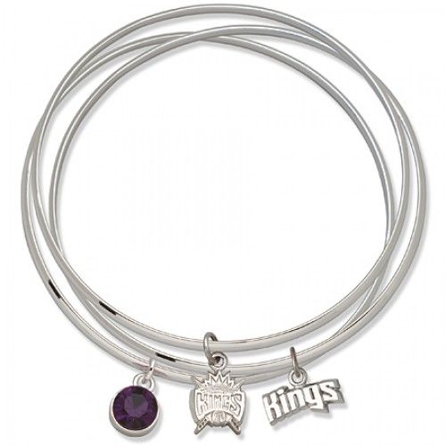 Sacramento Kings Bangle Bracelet Set W/ Purple Crystal