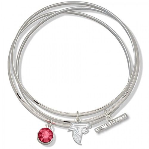 Pink Crystal Atlanta Falcons Bangle Bracelet Set