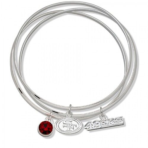 Red Crystal San Francisco 49ers Bangle Bracelet Set